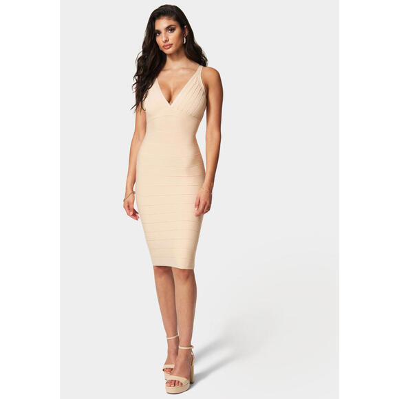 Bebe Dresses & Skirts - NWT Bebe Women's Beige Bandage Cocktail Dress Size S
